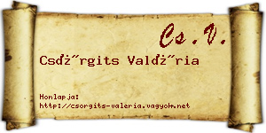 Csörgits Valéria névjegykártya